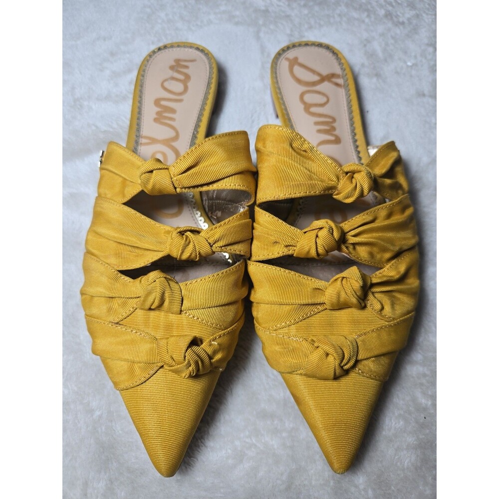 Sam Edelman Gold Silk Knotted Slip-On Flats Pointed Toe Women's Size 6M
